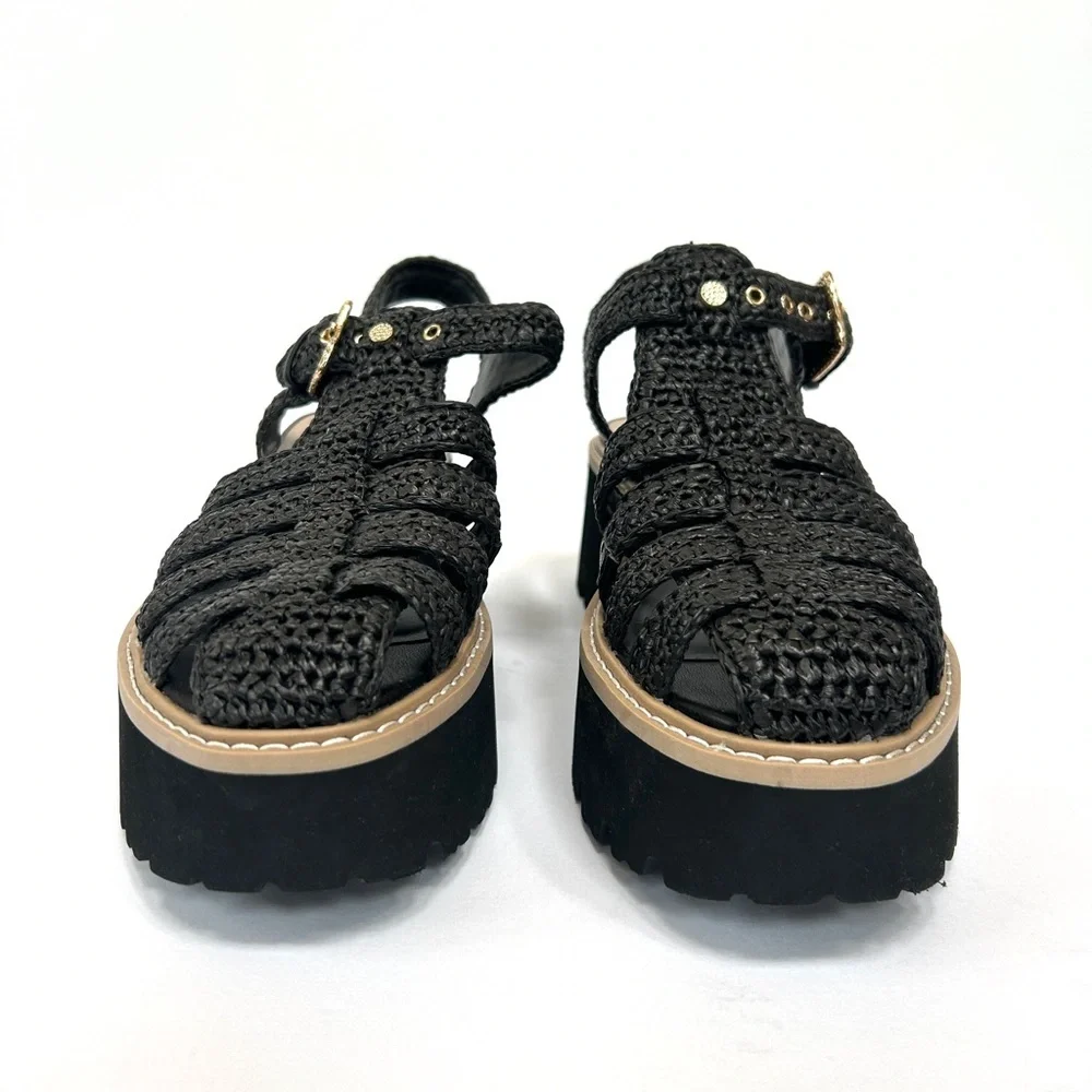Dolce Vita Lasly Platform Fisherman Sandal in Onyx Knit, Size 8.5